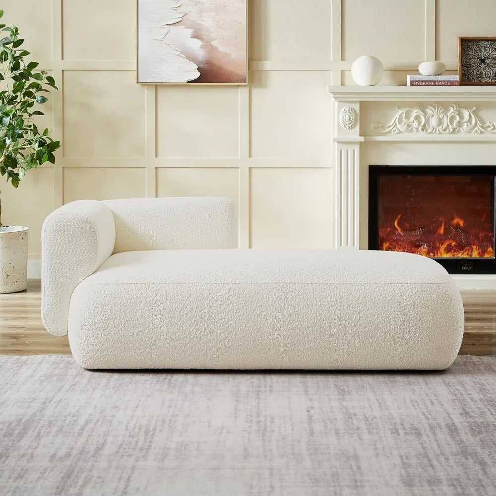Cream Lounge Chaise Sofa - Off White Plush Cushioned Couch