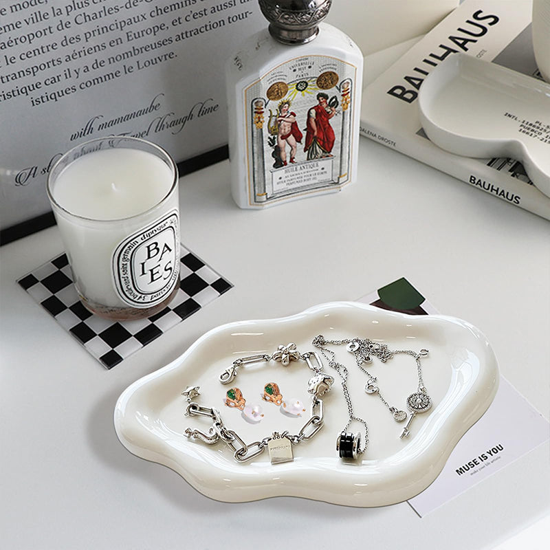 Ceramic Plate Tray - Elegant Irregular Shape Snack Tray