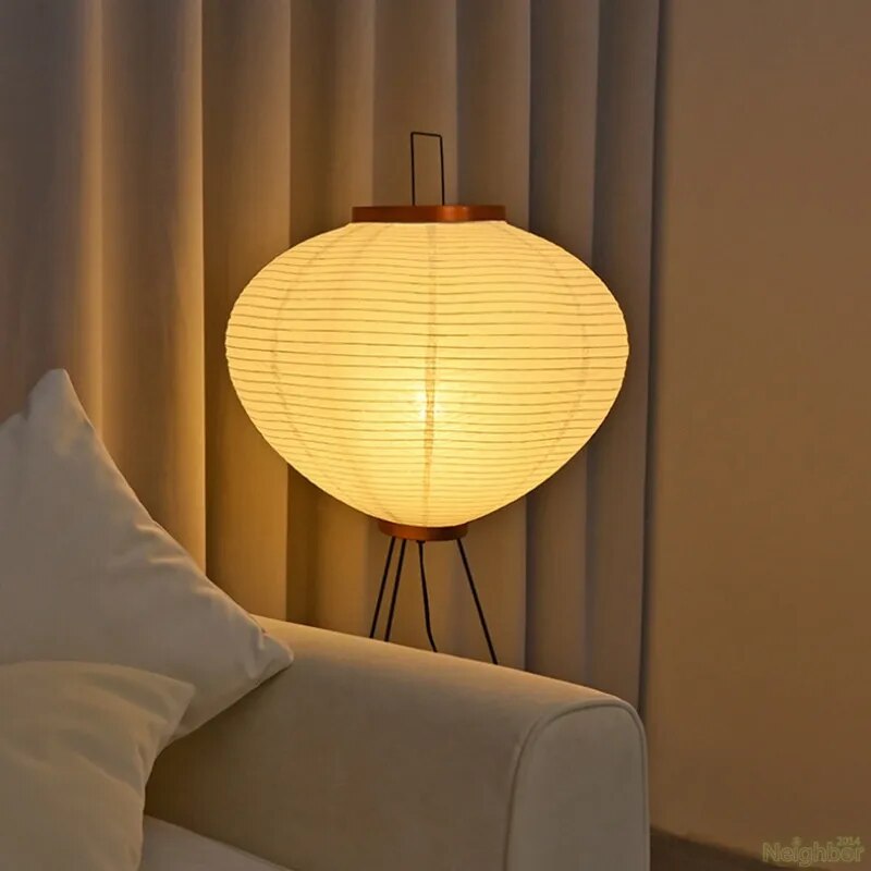Japanese Floor Lantern – Rice Paper Round Lamp