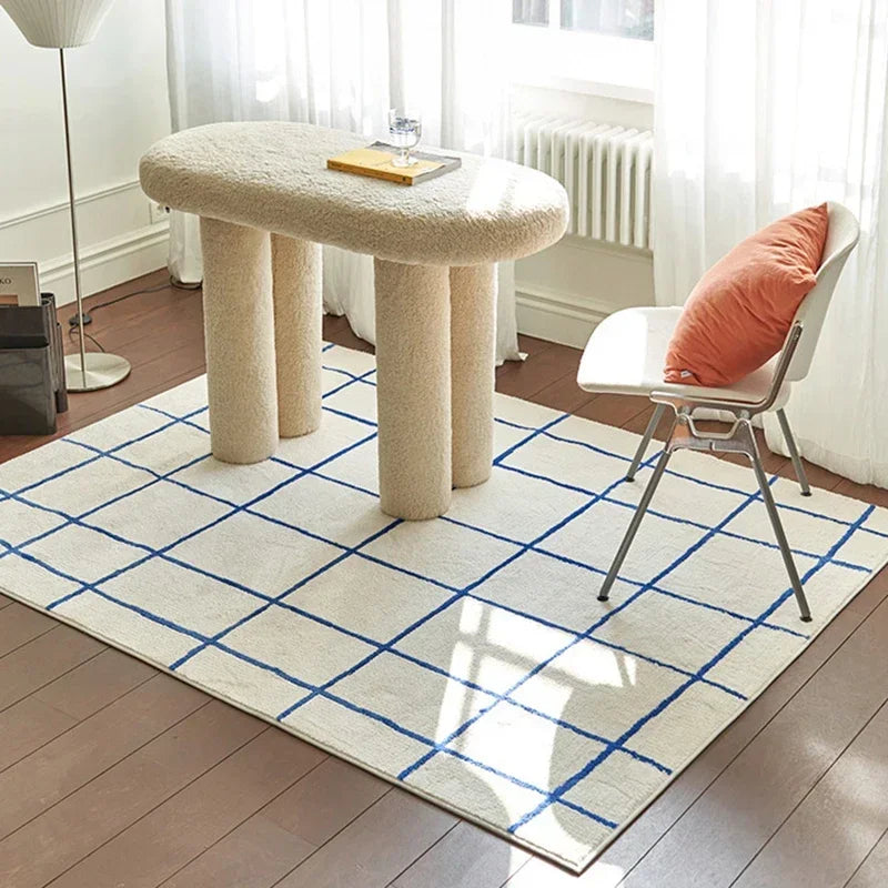 Plaid Area Rug - Colorful Irregular Pattern Carpet