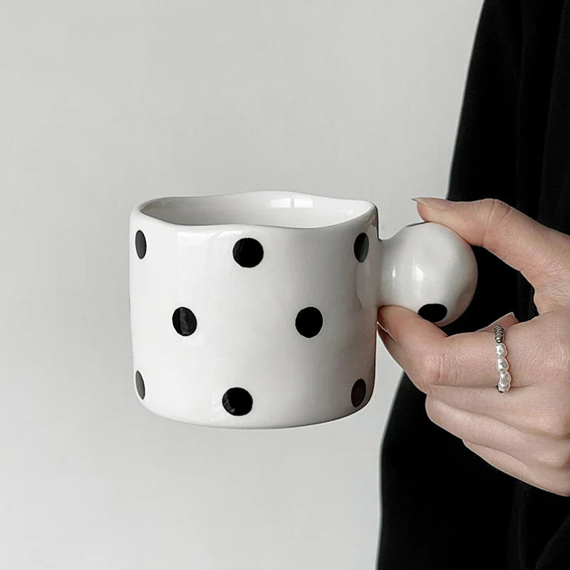Dalmatian Ceramic Mug | Handmade Black Spotted Coffee Cup