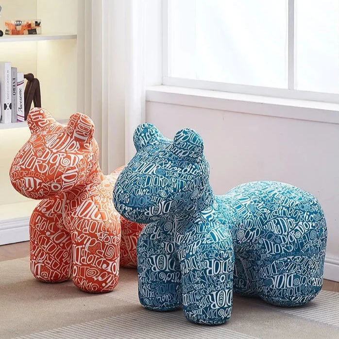 Pony Accent Stool – Patterned Foam Padded Seat