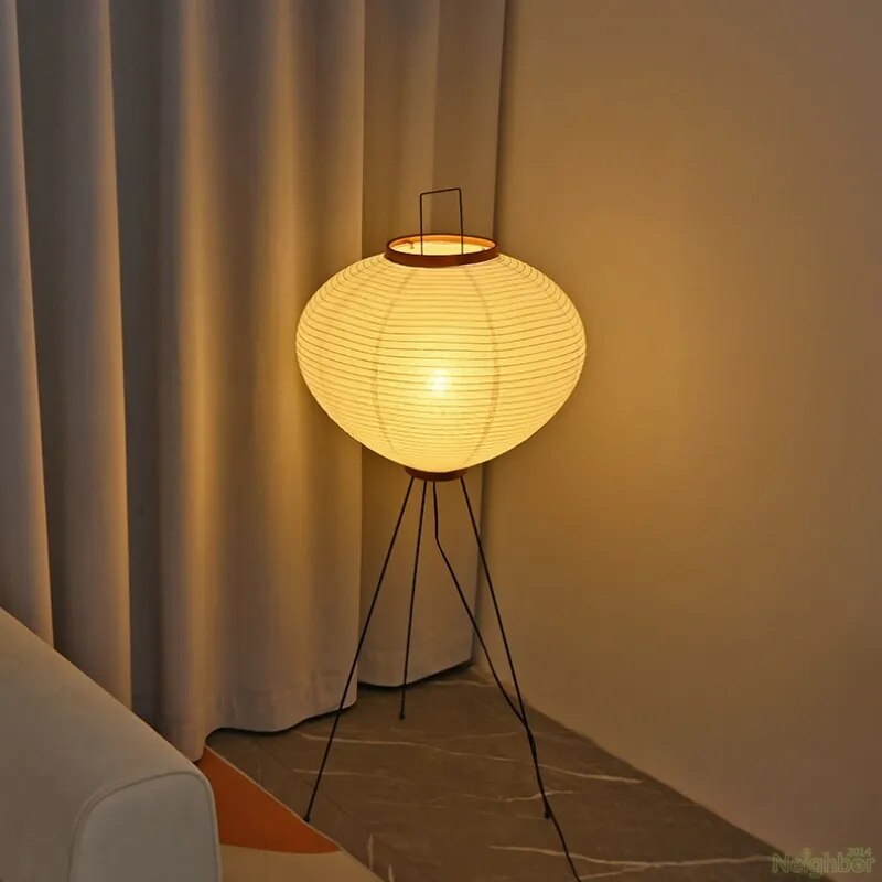 Japanese Floor Lantern – Rice Paper Round Lamp