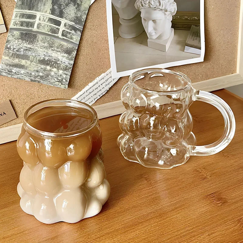 Transparent Grape Mug - 12oz Embossed Glass Cup