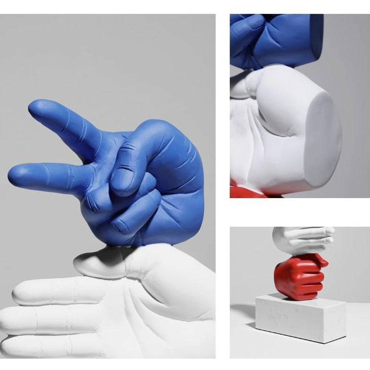 Rock Paper Scissor Sculpture – Hand Crafted Marble Surface Decor