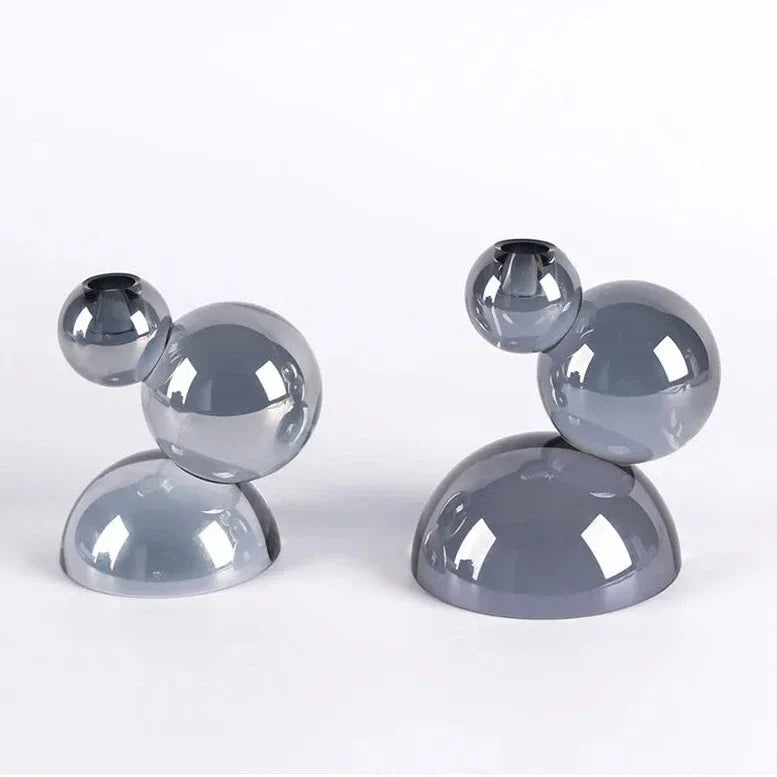 Crystal Candle Holders - Handcrafted Stacked Ball Design