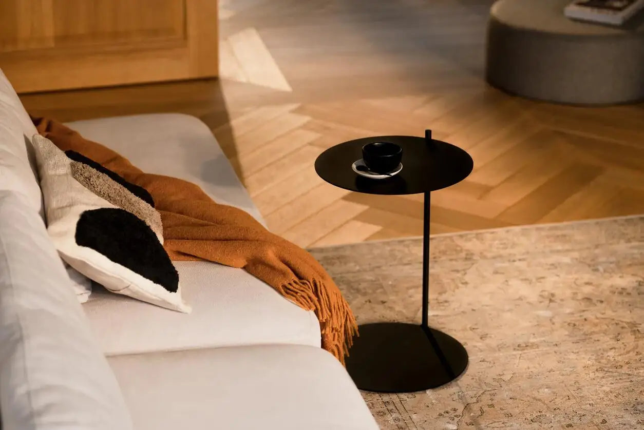 Circle Top Side Table - Industrial Metal Accent