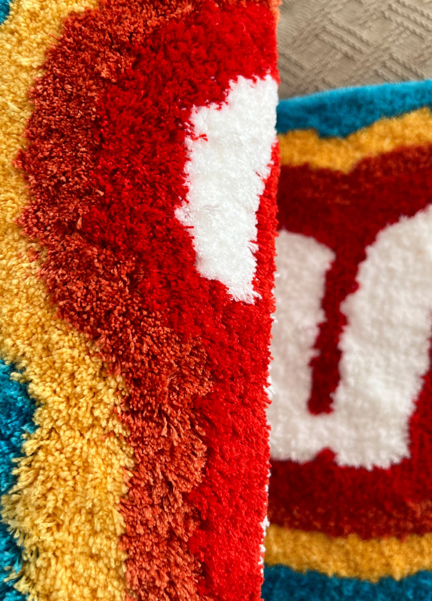 Rainbow Tufted Rug - Handmade Colorful Letter Mat
