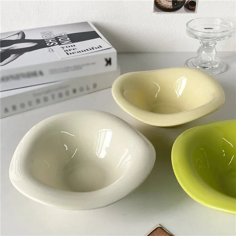 Ceramic Snack Bowl – Wave Rim Organic Shape Dish