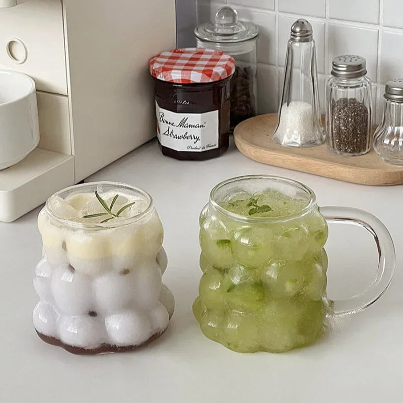 Transparent Grape Mug - 12oz Embossed Glass Cup