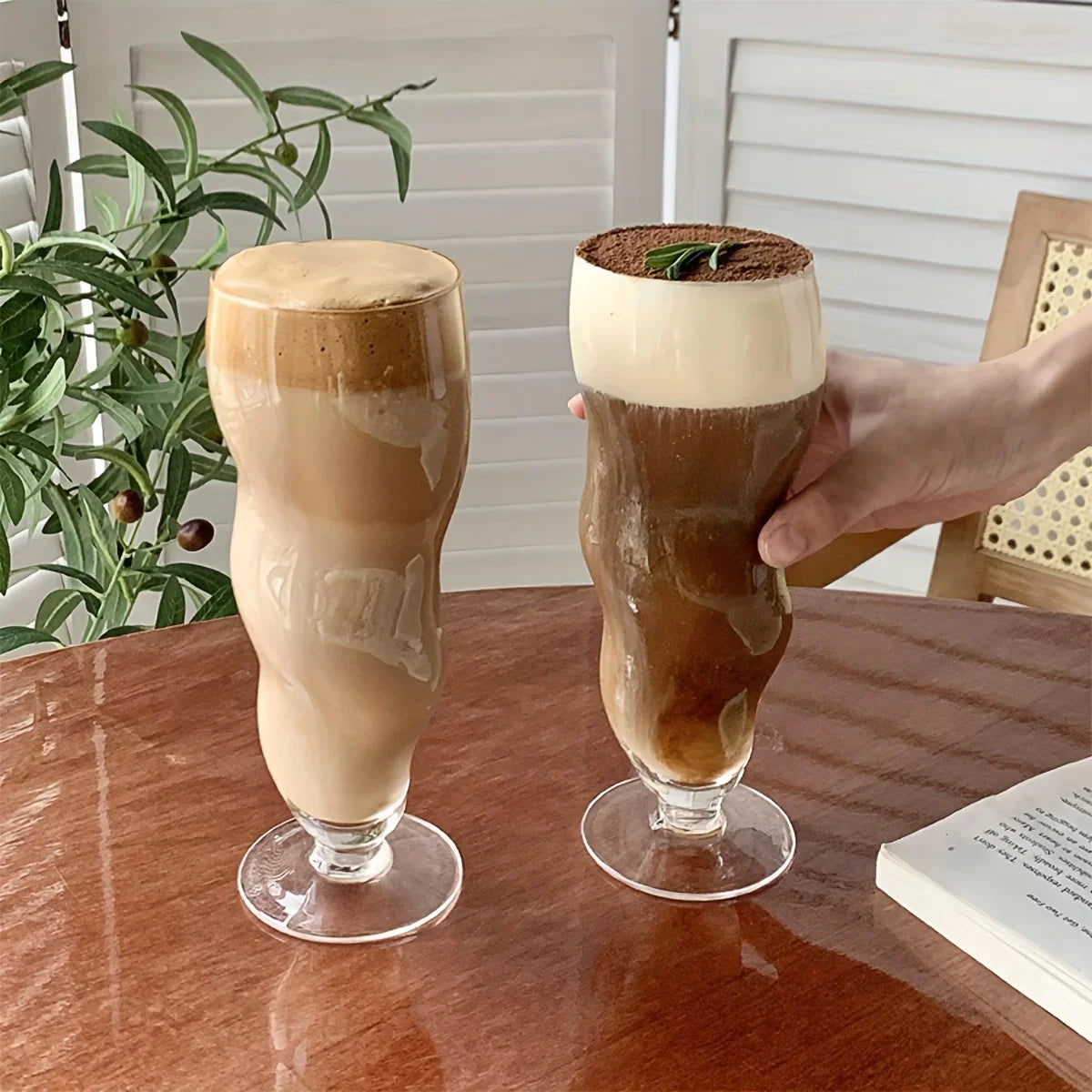 Wavy Cone Glass Cup - Stylish Durable Beverage Glass