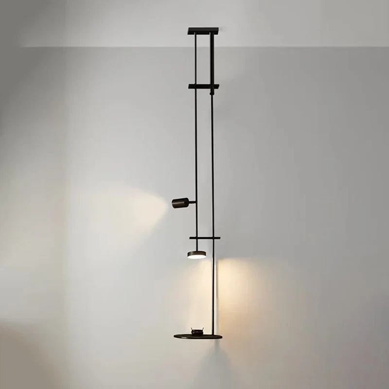 Black Metal Ceiling Lamp – Adjustable Spotlights & Shelf