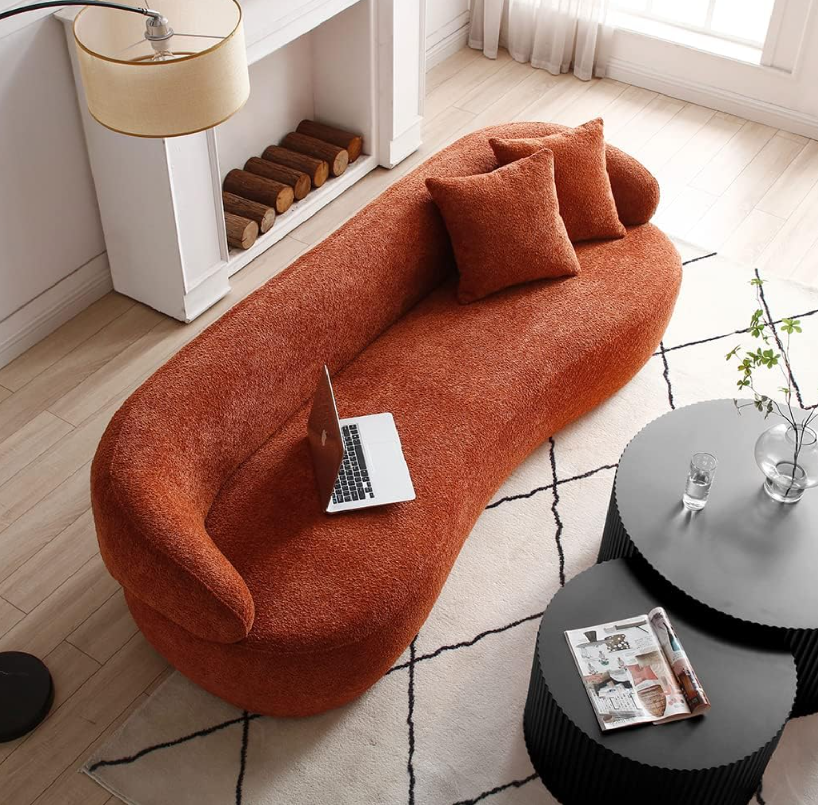 3-Seat Lounge Sofa | Modern Living Room Couch With Pillows