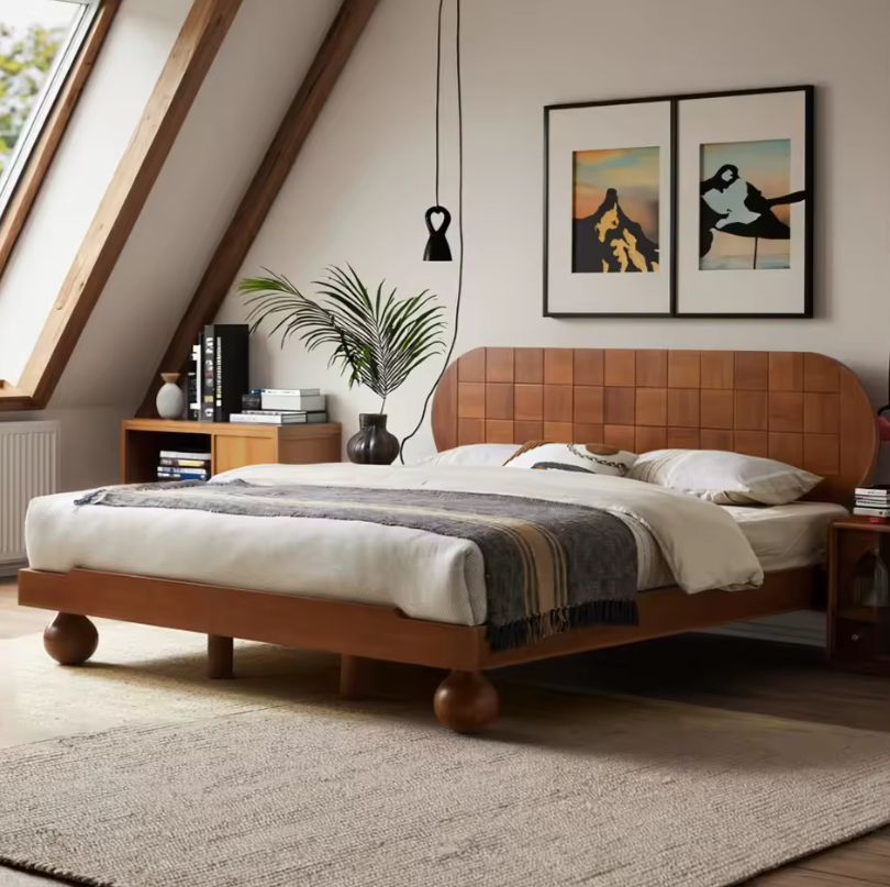 Solid Oak Bed Frame – Elegant Vintage Bedroom Furniture