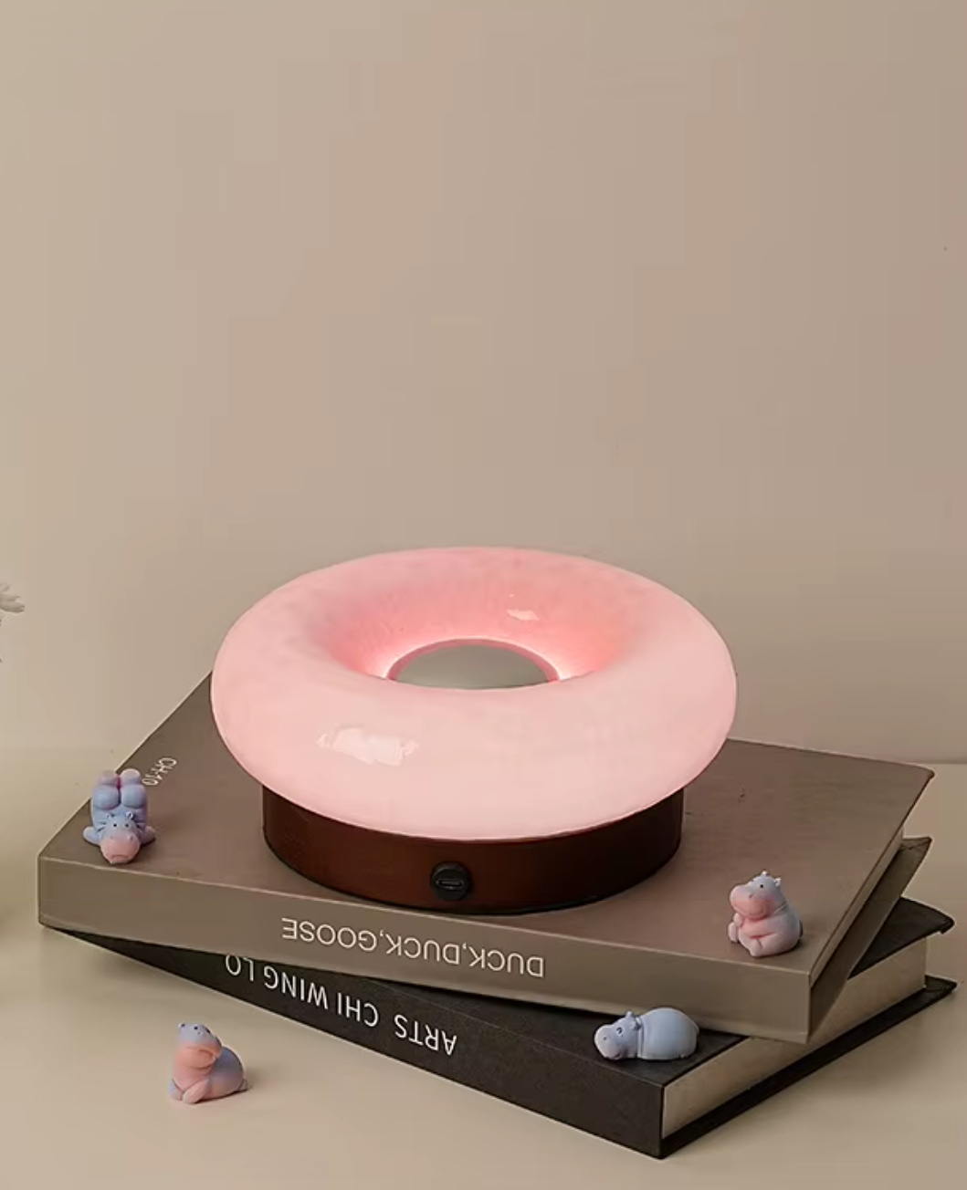 Donut Touch Table Lamp - Solid Wood Base, Dimmable Ambient Light