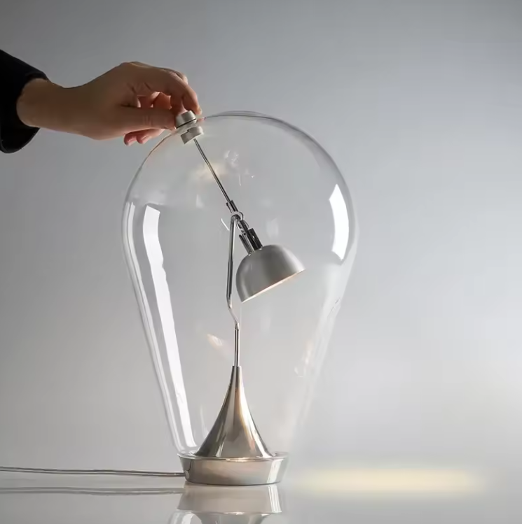 Blown Glass Table Lamp - Chrome Modern Glass Lamp