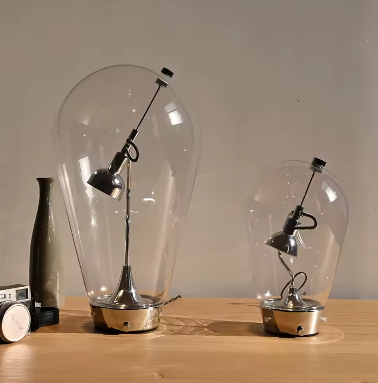 Blown Glass Table Lamp - Chrome Modern Glass Lamp
