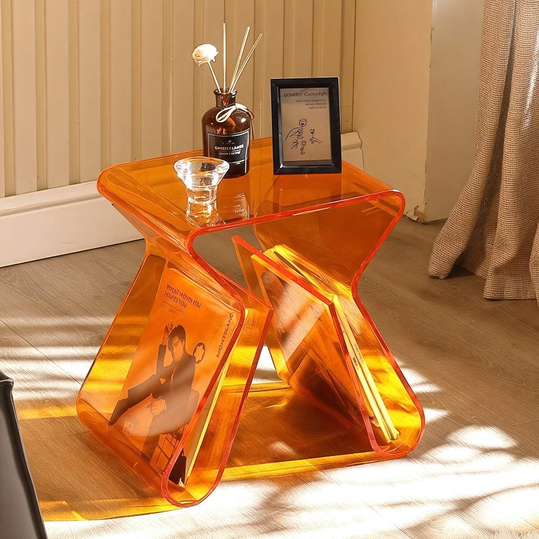 ACRYLIC-CURVE | Sculptural Translucent Side Table
