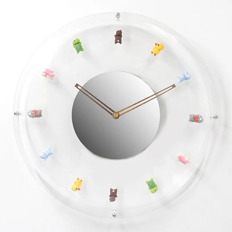 Animal Ornaments Clock - Transparent Hour Hand Wall & Shelf Timepiece