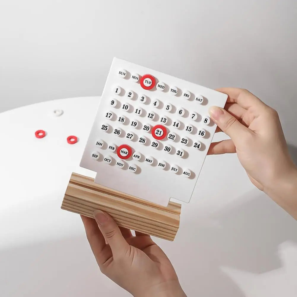 Wooden Stand Calendar | Minimalist Circle Ornament Decor