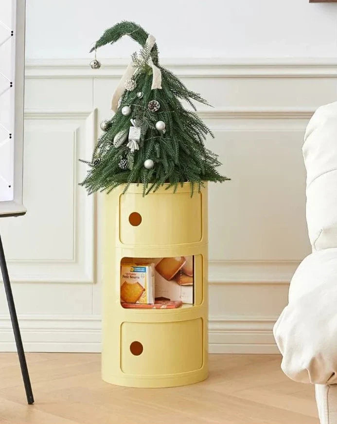 Barrel Storage Side Table - Colorful Chest Drawers Compact Storage