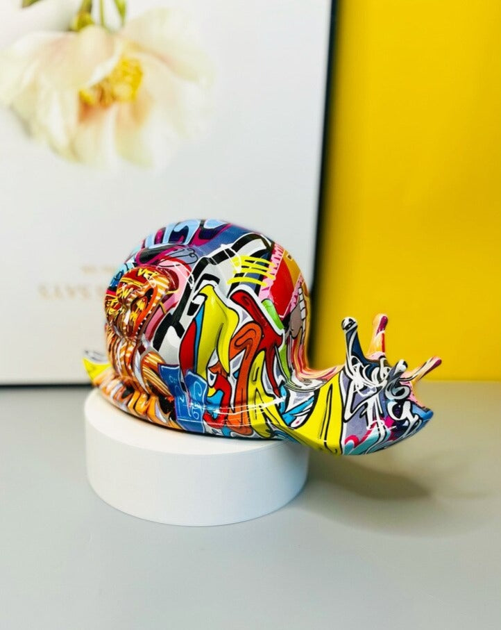 Graffiti Snail Sculpture - Resin Art Figurine