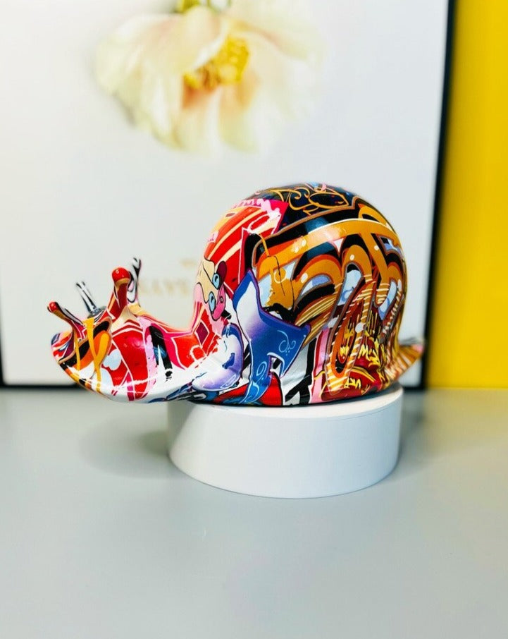 Graffiti Snail Sculpture - Resin Art Figurine