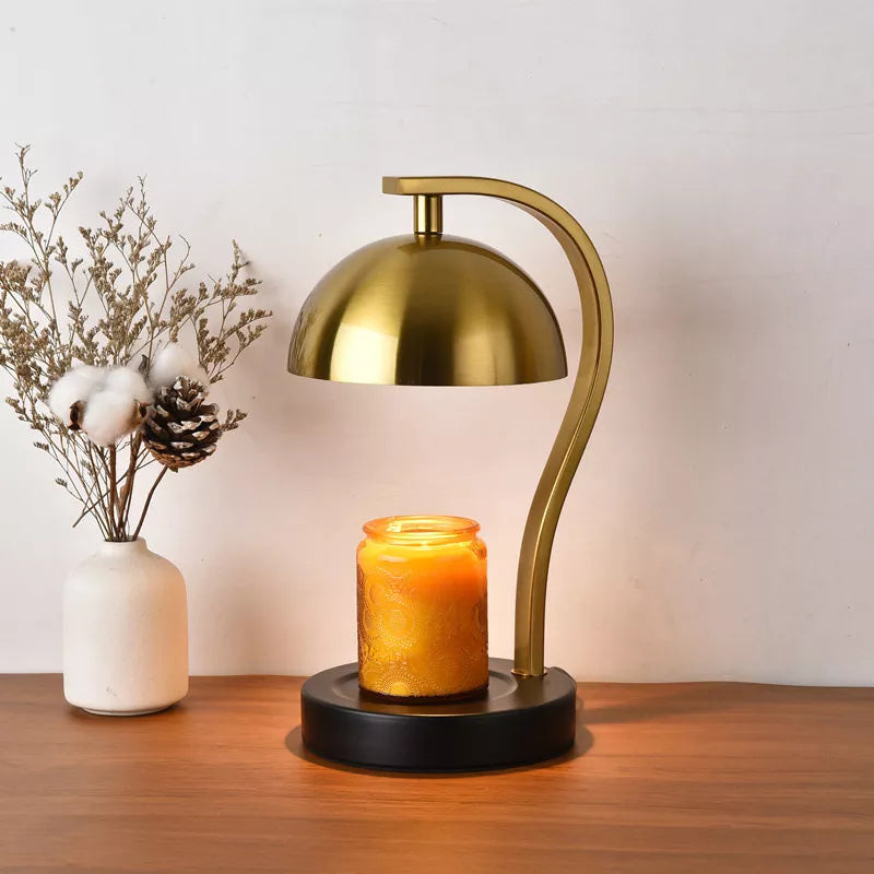 Golden Candle Warmer - Retro Curved Bar Stand Metal Lamp
