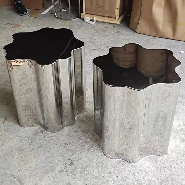 Stainless Steel Side Table - Italian Hand-Crafted Metal Accent