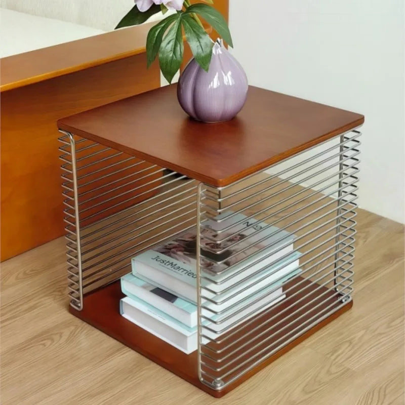 Modular Cube Storage - Solid Wood Shelf With Metal Frame