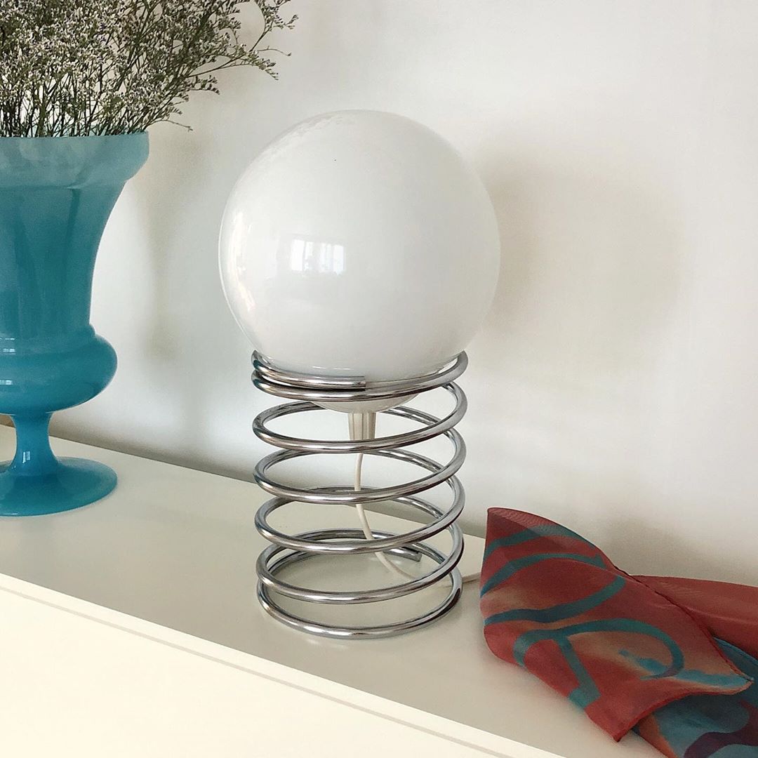 Glass Table Lamp - Spring Base Metal Lighting