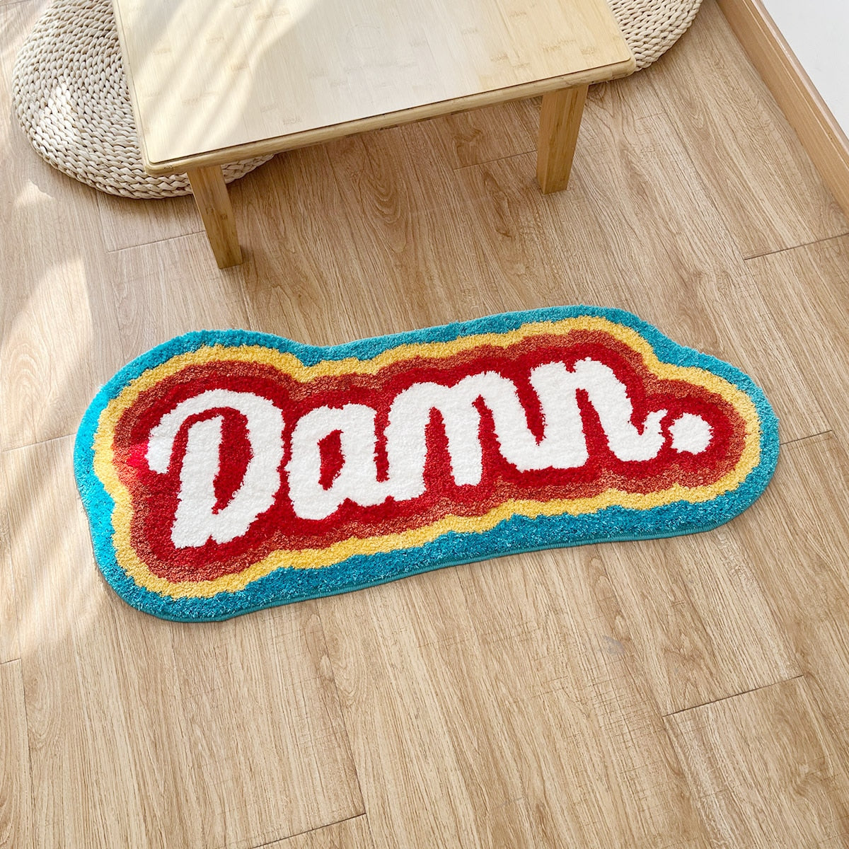 Rainbow Tufted Rug - Handmade Colorful Letter Mat