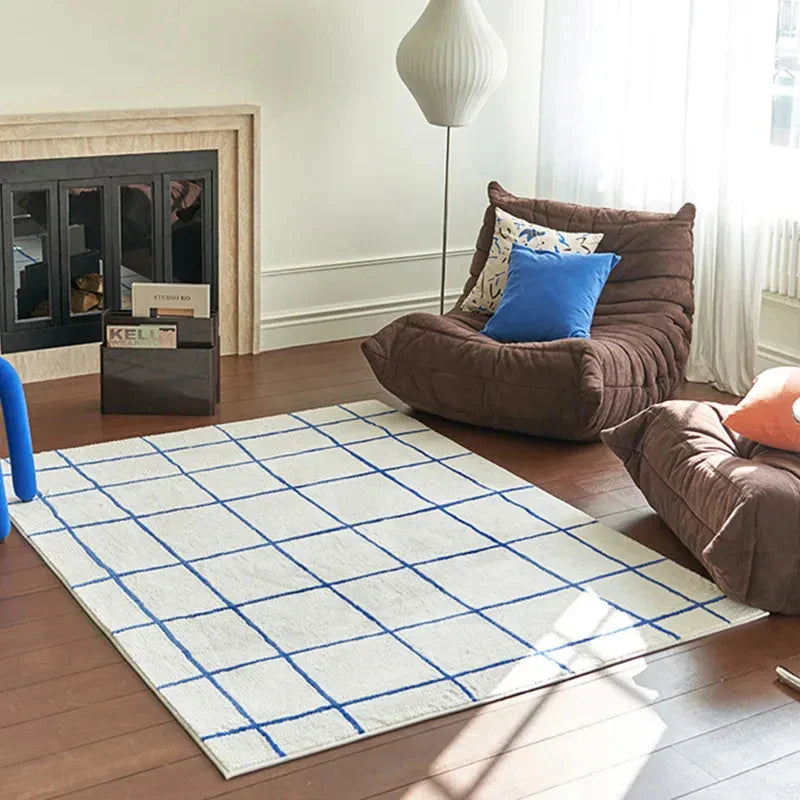 Plaid Area Rug - Colorful Irregular Pattern Carpet