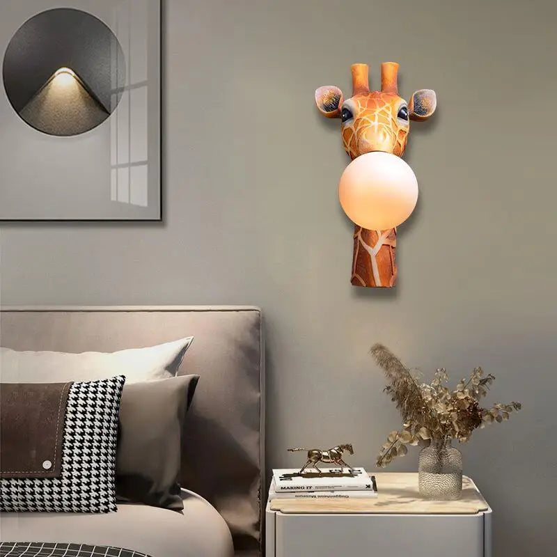 Giraffe Bubblegum Wall Lamp - Hand Crafted Resin Light Fixture