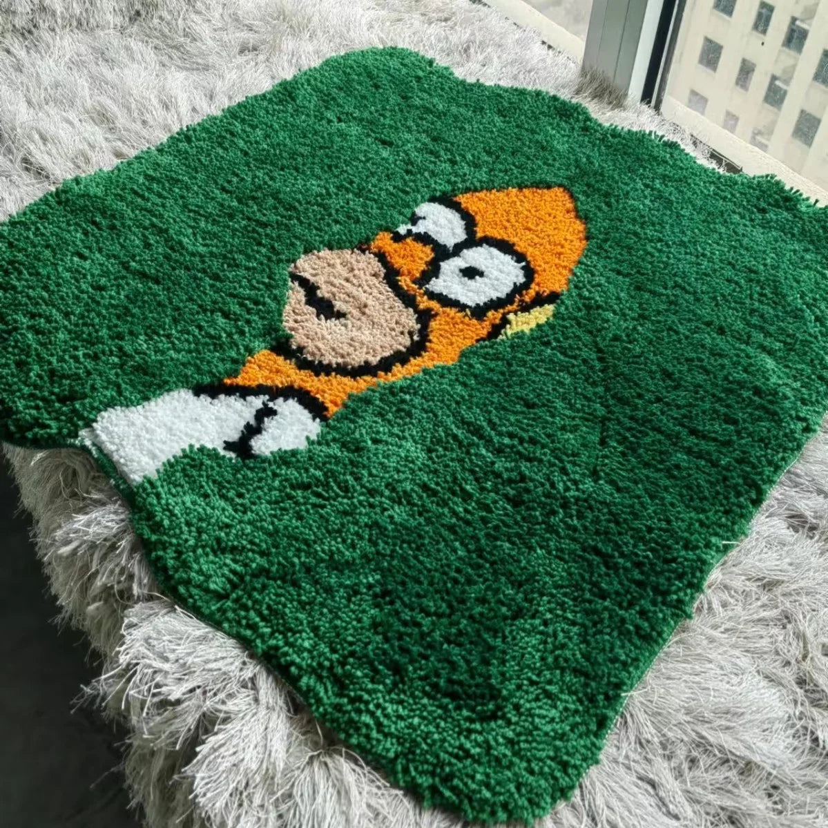 Green Plush Bedroom Mat - Soft Cozy Rug 9.2x17"
