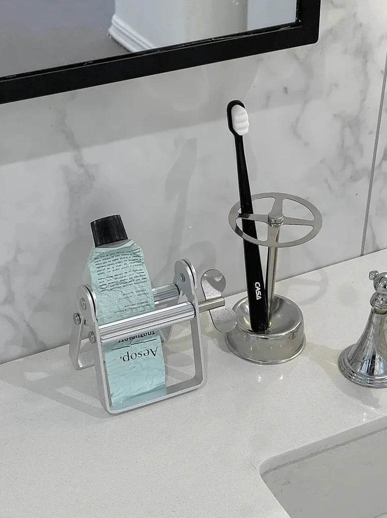 Vintage Toothpaste Holder | Compact Stainless Steel Tube Organizer