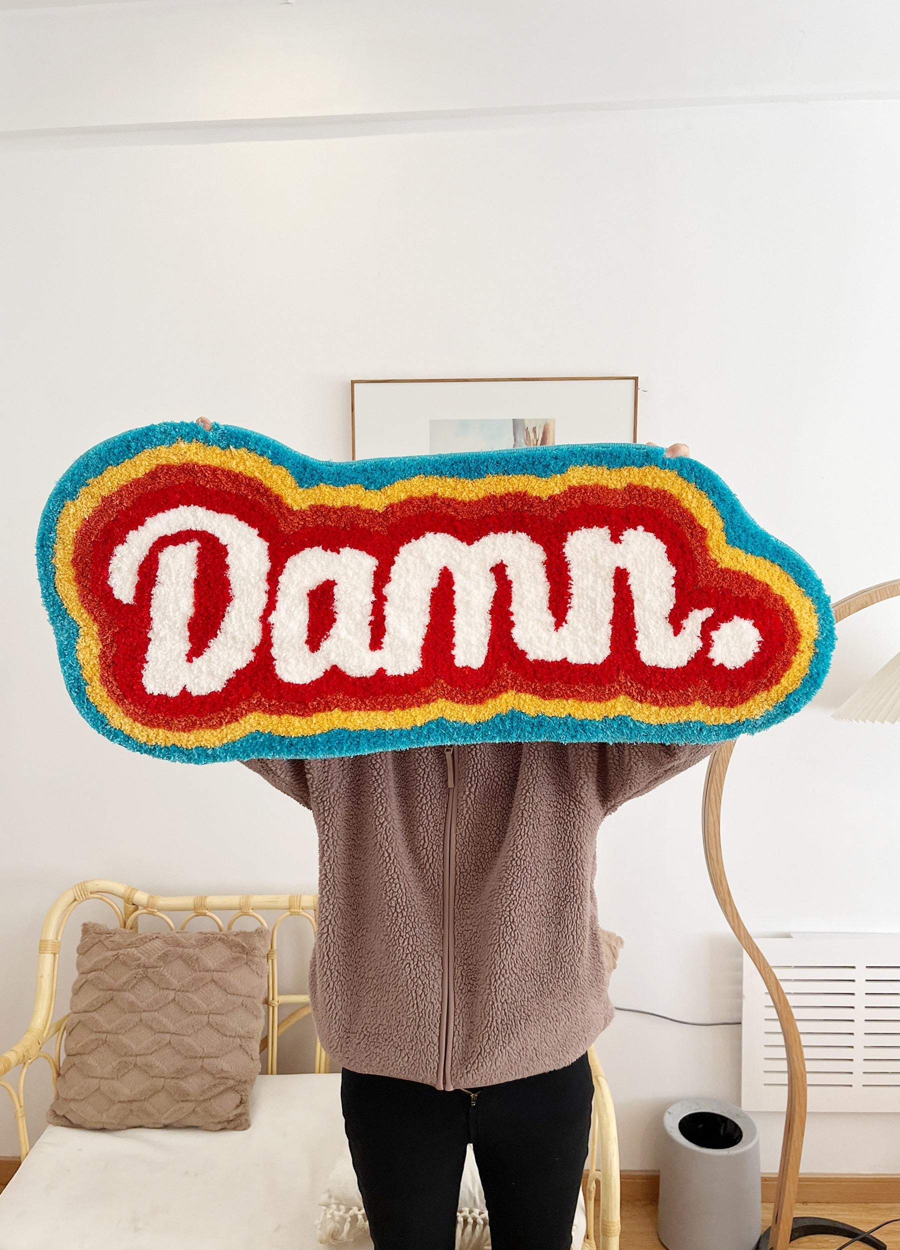 Rainbow Tufted Rug - Handmade Colorful Letter Mat