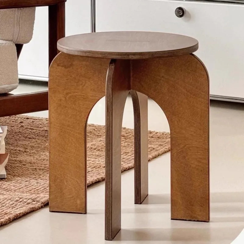 Vintage Cross-Leg Stool - Wooden Low Seat 16x18"