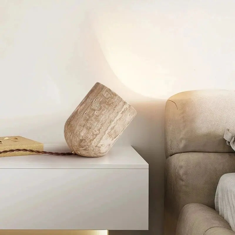Travertine Stone Lamp - Modern Table & Floor Light