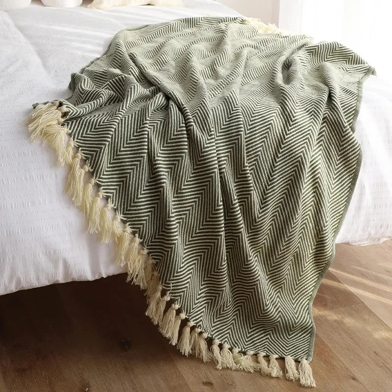 Jacquard Throw Blanket | Modern Striped Geometric Design