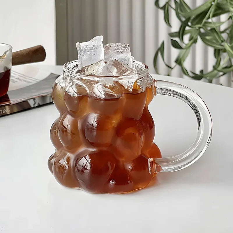 Transparent Grape Mug - 12oz Embossed Glass Cup