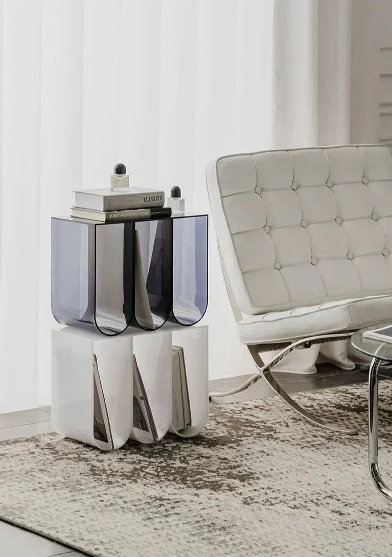 Acrylic Multipurpose Table - Embossed Design Clear Acrylic Side Table