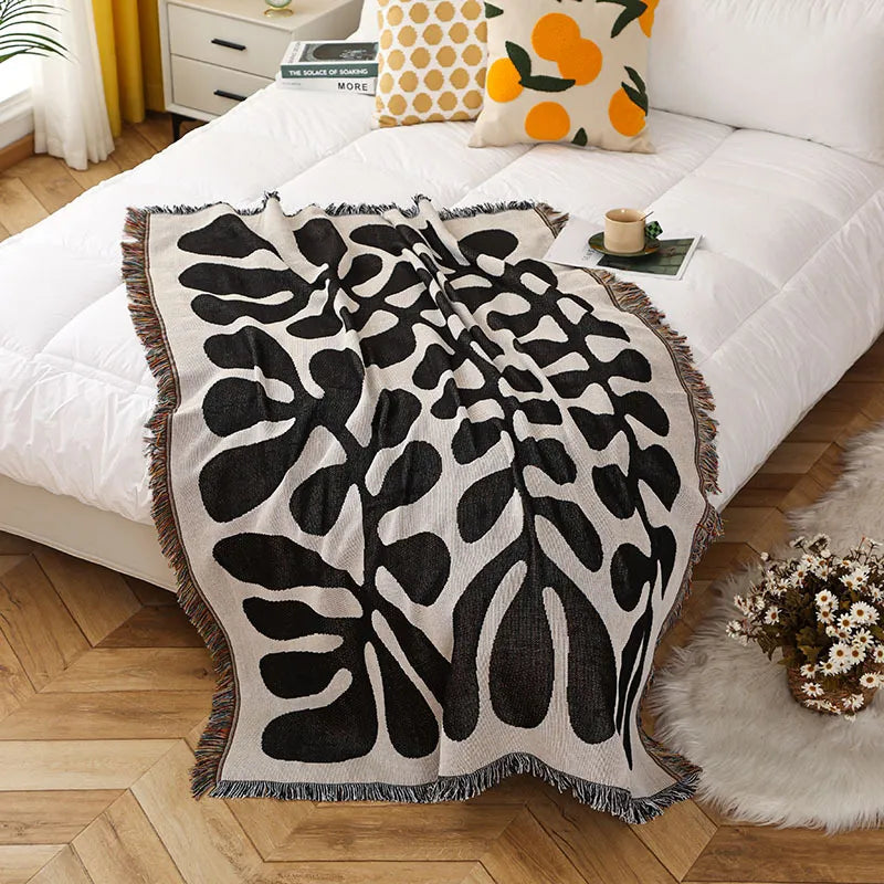 Retro Vine Throw Blanket – Soft Cozy Cotton Blend 51x63 Inches
