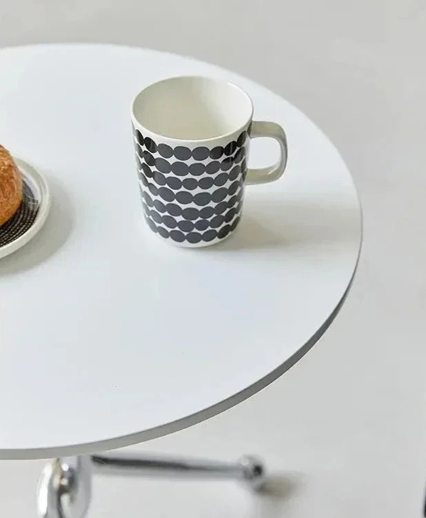 Vintage Round Side Table - Twisted Metal Frame, Stainless Steel Accent