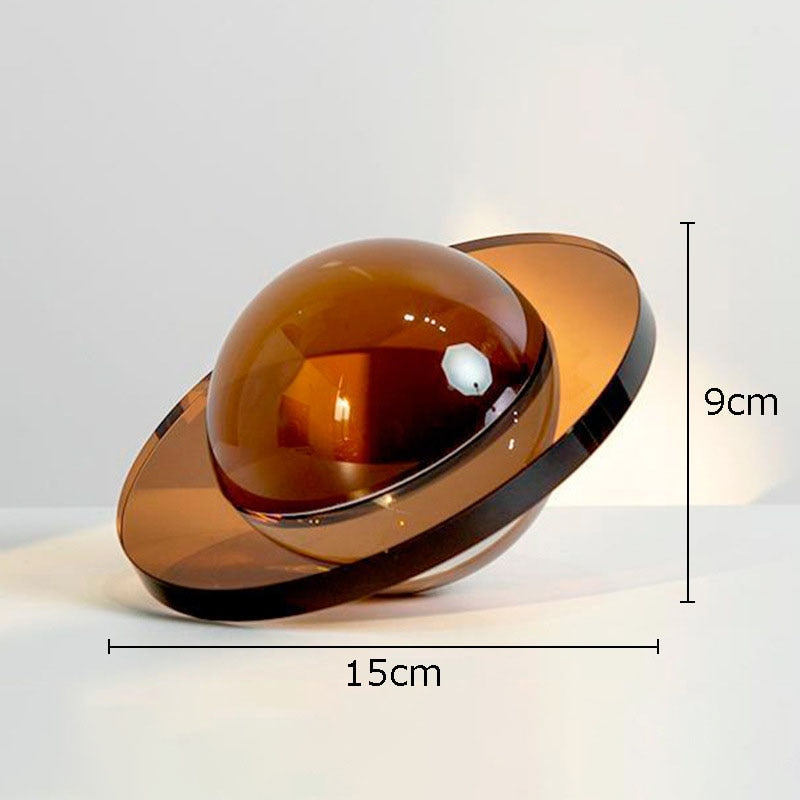 Crystal Saturn Sculpture | Handcrafted Solid Planet Decor