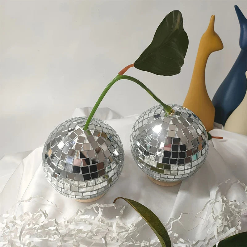 Disco Ball Ornament - 4 Inch Glass Cherry Sparkle