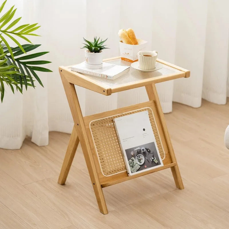 Bamboo Rattan Coffee Table - Lightweight Handcrafted Wood Table