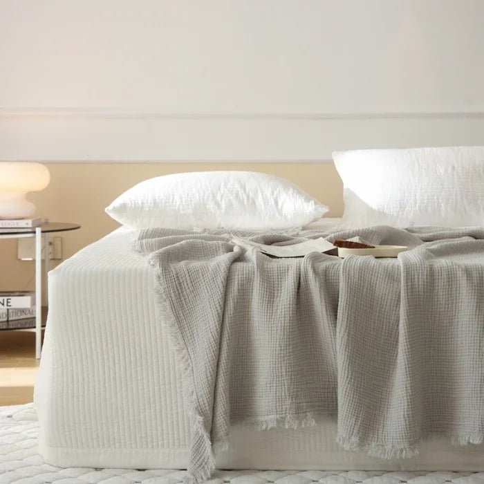 4-Layer Cotton Throw - Breathable Stylish Couch Blanket