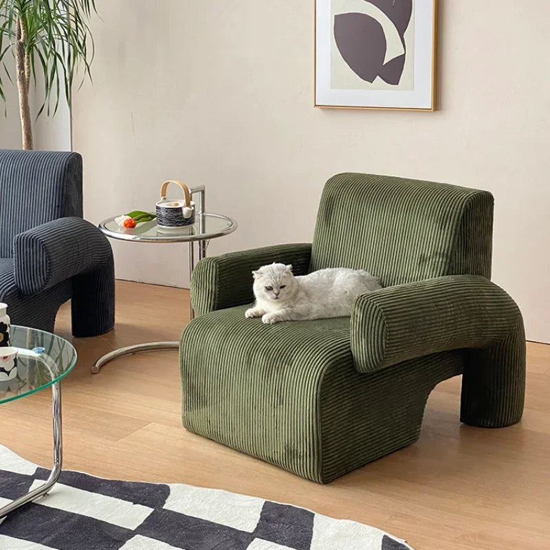 Corduroy Lounge Couch - Solid Wood Danish Sofa