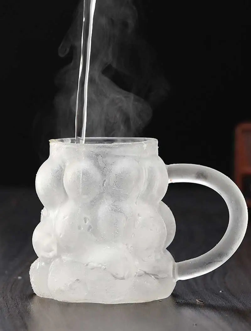 Transparent Grape Mug - 12oz Embossed Glass Cup